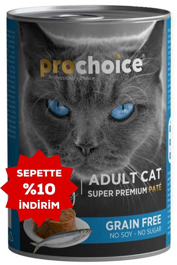 ProChoice Sardalya ve Hamsi Etli Tahılsız Ezme Yetişkin Kedi Konservesi 400gr