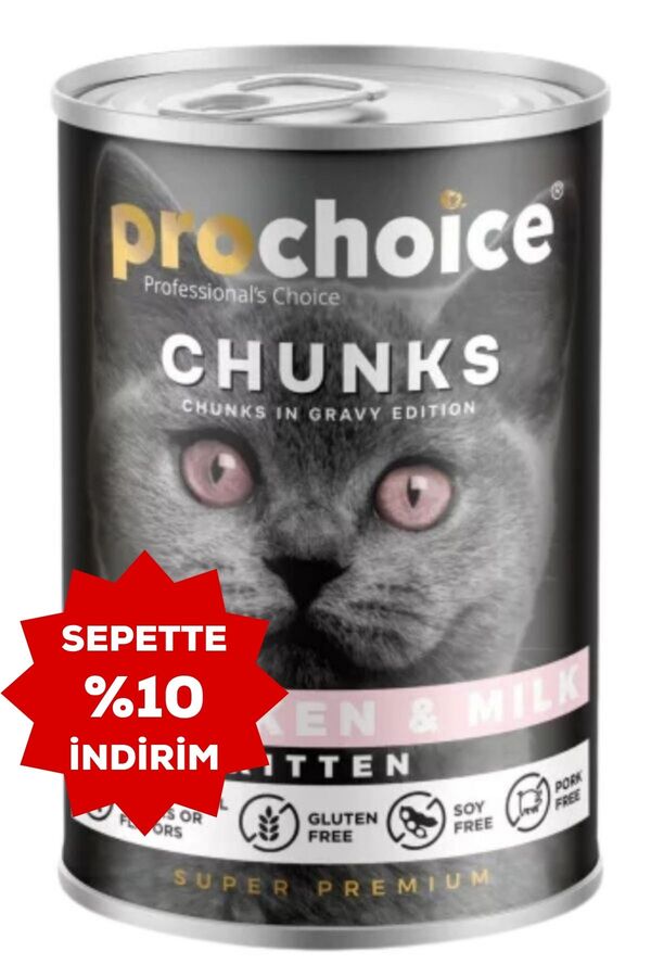 ProChoice Tavuklu ve Sütlü Gravy Soslu Yavru Kedi Konservesi 400gr