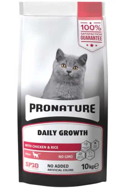 PRONATURE - Pronature Daily Growth Tavuk ve Pirinçli Yavru Kedi Maması 10kg
