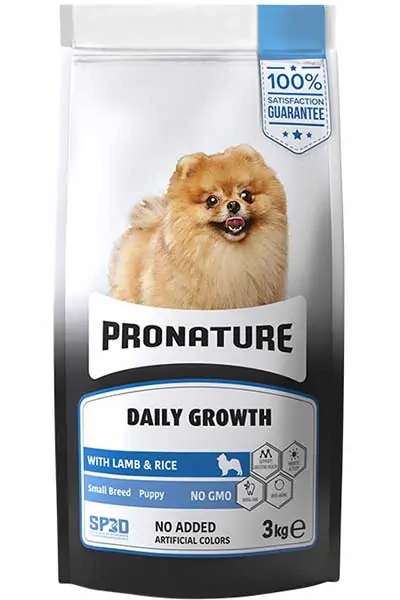 Pronature Daily Growth Kuzu Eti ve Pirinçli Küçük Irk Yavru Köpek Maması 3kg