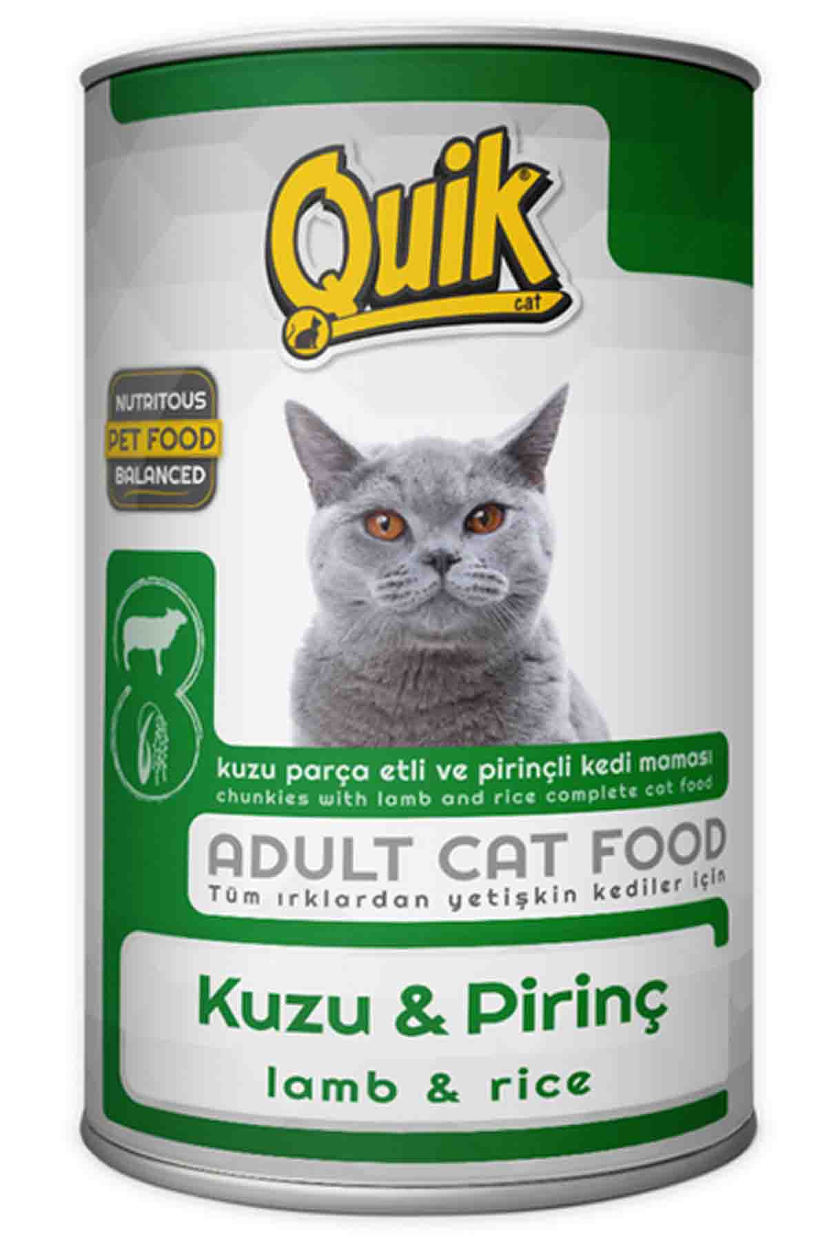 Quik Kuzu Etli Pirinçli Kedi Konservesi 415gr 