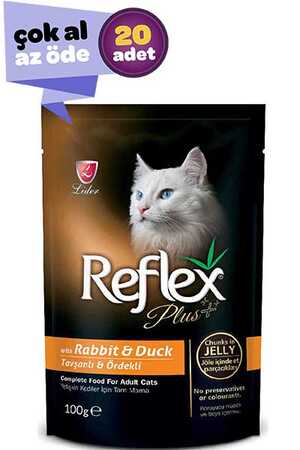 REFLEX - Refleks Plus Tavşan ve Ördek Etli Kedi Konservesi 20x100gr (20li)