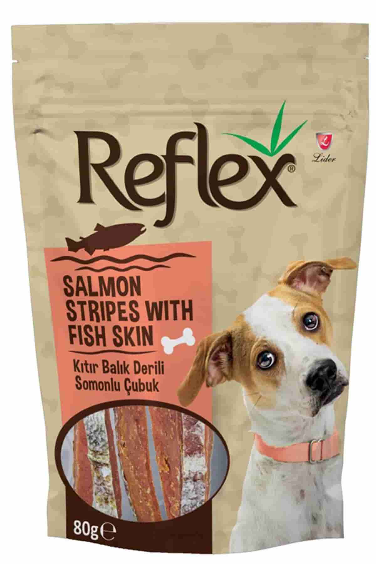 Reflex Balık Deri Sargılı Somonlu Köpek Ödül Çubuğu 80gr