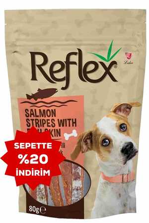 Reflex Balık Deri Sargılı Somonlu Köpek Ödül Çubuğu 80gr - Thumbnail