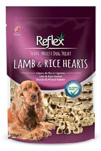 Reflex Kuzulu ve Pirinçli Mini Kalpli Yarı Yumuşak Köpek Ödül Maması 150gr