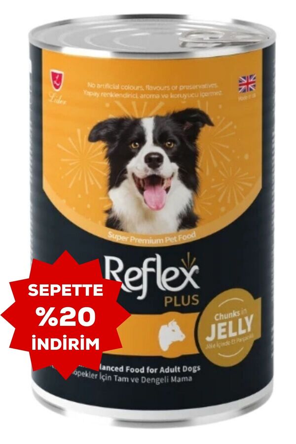 Reflex Plus Jöle İçinde Et Parçacıklı Dana Etli Yetişkin Köpek Konservesi 400gr