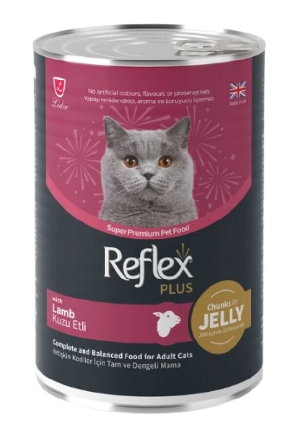 Reflex Plus Jöle İçinde Et Parçacıklı Kuzu Etli Yetişkin Kedi Konservesi 400gr