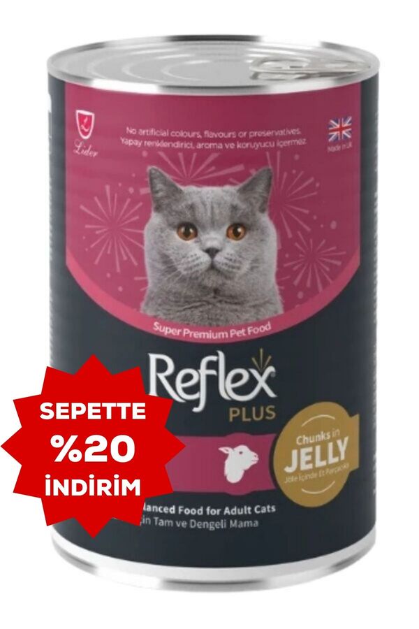 Reflex Plus Jöle İçinde Et Parçacıklı Kuzu Etli Yetişkin Kedi Konservesi 400gr