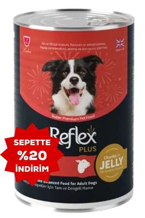 REFLEX - Reflex Plus Jöle İçinde Et Parçacıklı Kuzu Etli Yetişkin Köpek Konservesi 400gr