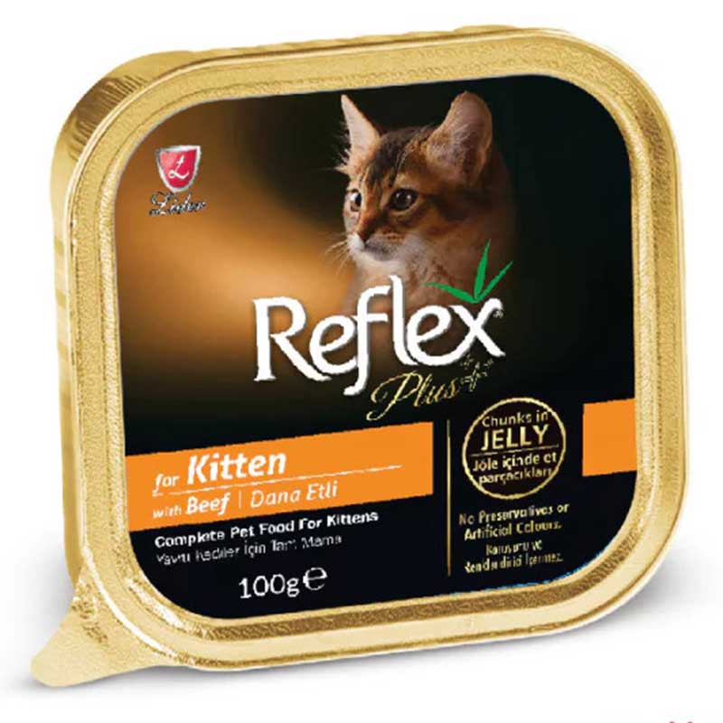 Reflex Plus Jöle İçinde Parça Dana Etli Yavru Kedi Konservesi 100gr