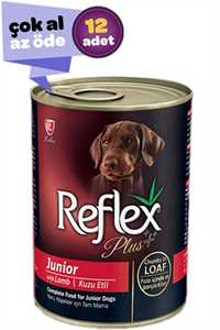 REFLEX - Reflex Plus Junior Kuzulu Parça Etli Yavru Köpek Konservesi 12x415gr (12li)