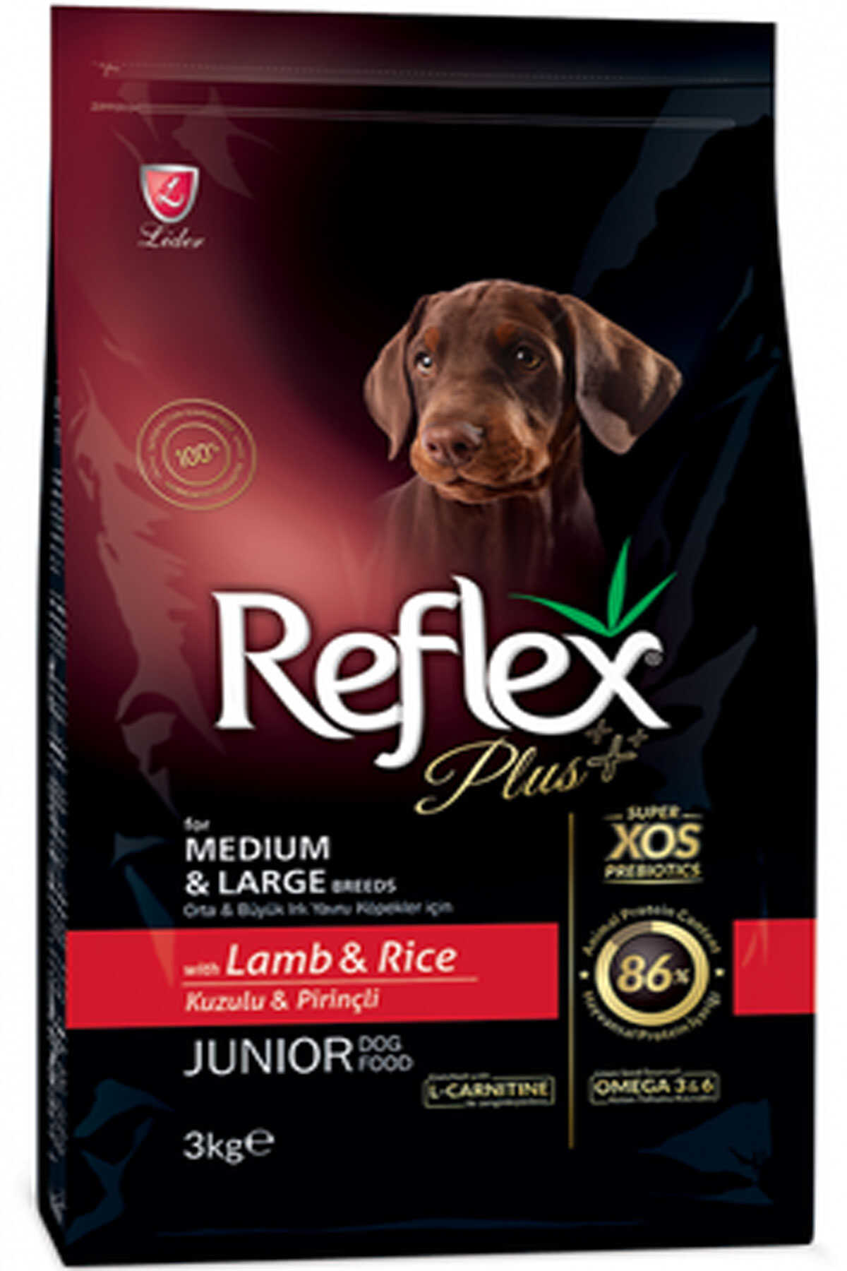 Reflex Plus Kuzu Eti ve Pirinçli Orta ve Büyük Irk Yavru Köpek Maması 3kg