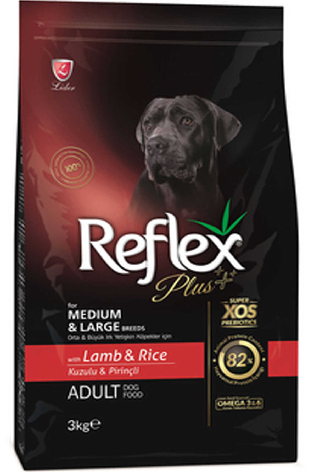 Reflex Plus Kuzu Eti ve Pirinçli Orta ve Büyük Irk Yetişkin Köpek Maması 3kg