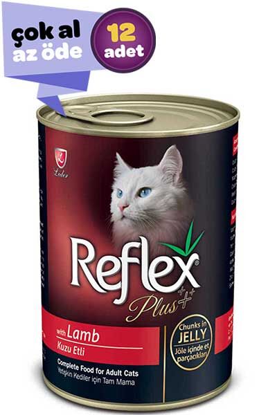 Reflex Plus Kuzu Etli ve Kümes Hayvanlı Yetişkin Kedi Konservesi 12x415gr (12li)