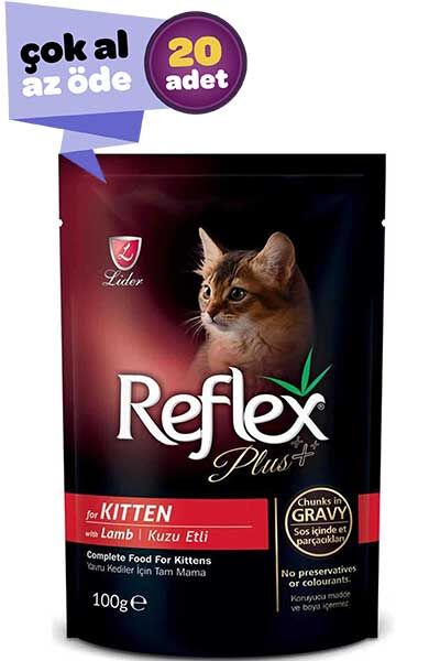 Reflex Plus Kuzu Etli Yavru Kedi Konservesi 20x100gr (20li)