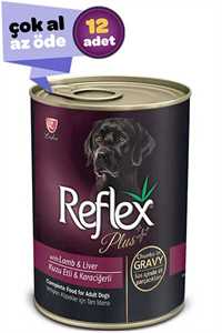 REFLEX - Reflex Plus Kuzulu Karaciğerli Yetişkin Köpek Konservesi 12x415gr (12li)