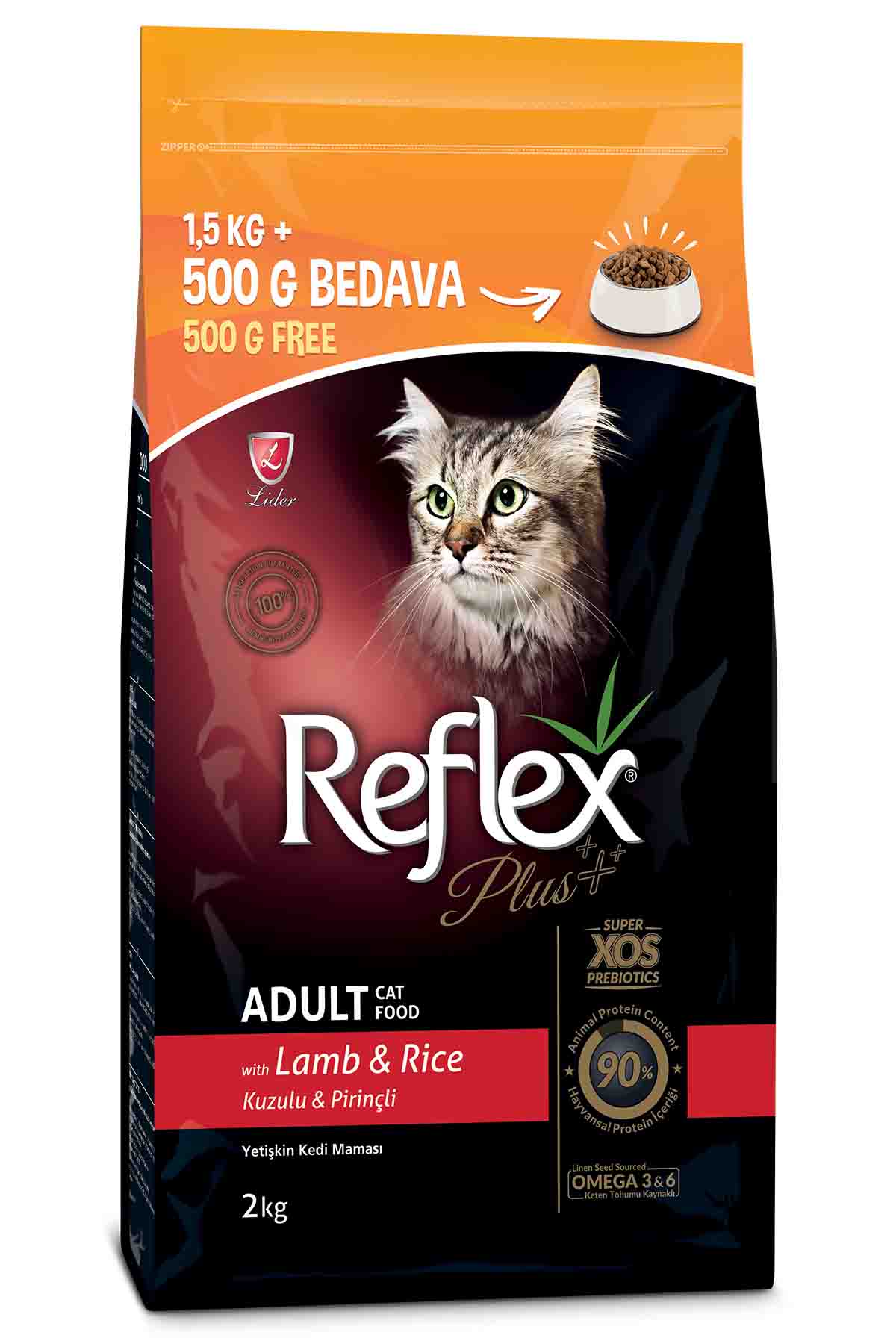 Reflex Plus Kuzulu Yetişkin Kedi Maması 1,5kg+500gr