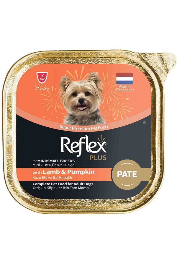 Reflex Plus Pate Kuzu Etli Balkabaklı Mini ve Küçük Irk Yetişkin Köpek Konservesi 85gr