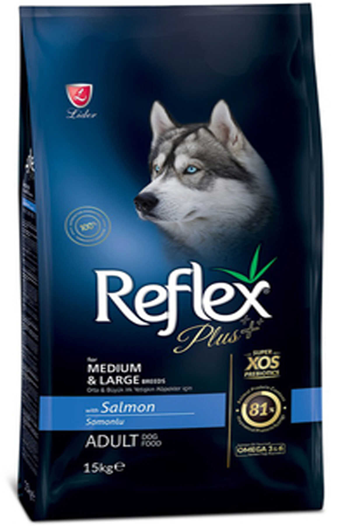 Reflex Plus Somonlu Orta ve Büyük Irk Yetişkin Köpek Maması 15kg