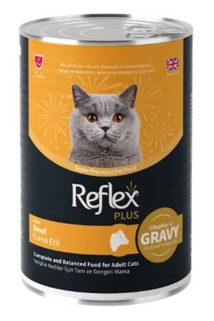 Reflex Plus Sos İçinde Et Parçacıklı Dana Etli Yetişkin Kedi Konservesi 400gr - Thumbnail