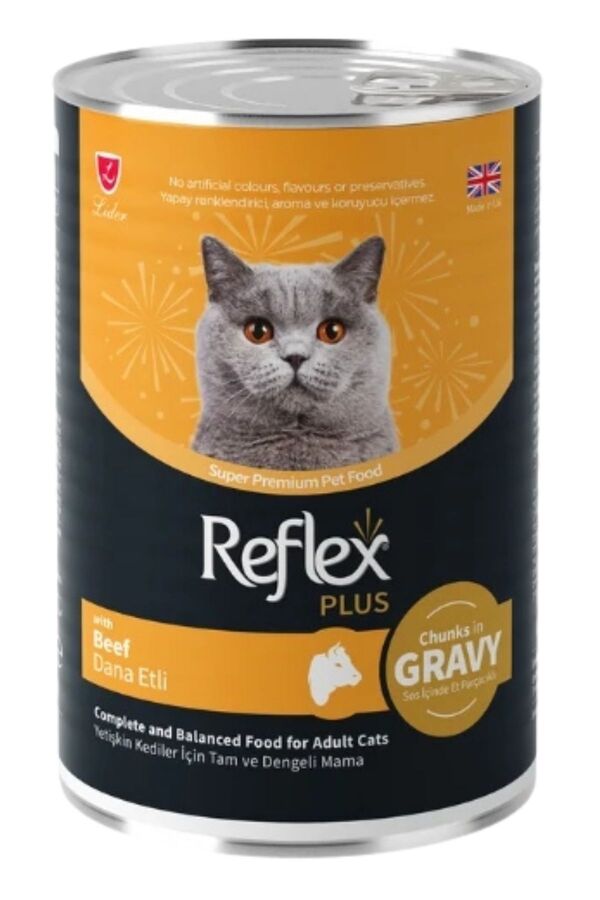 Reflex Plus Sos İçinde Et Parçacıklı Dana Etli Yetişkin Kedi Konservesi 400gr