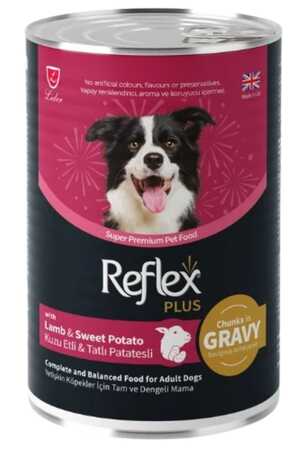 Reflex Plus Sos İçinde Et Parçacıklı Kuzu Etli ve Tatlı Patatesli Yetişkin Köpek Konservesi 400gr - Thumbnail