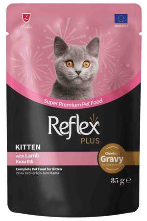 Reflex Plus Sos İçinde Et Parçacıklı Kuzu Etli Yavru Kedi Konservesi 85gr - Thumbnail