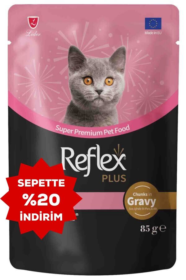Reflex Plus Sos İçinde Et Parçacıklı Kuzu Etli Yavru Kedi Konservesi 85gr