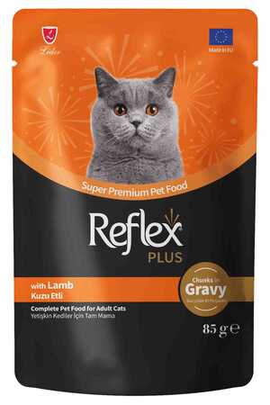 Reflex Plus Sos İçinde Et Parçacıklı Kuzu Etli Yetişkin Kedi Konservesi 85gr - Thumbnail