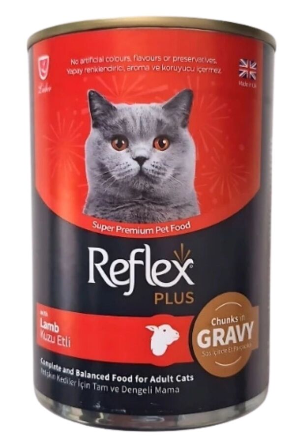 Reflex Plus Sos İçinde Et Parçacıklı Kuzu Etli Yetişkin Kedi Konservesi 400gr