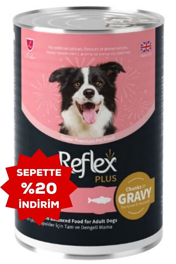 Reflex Plus Sos İçinde Et Parçacıklı Somonlu Yetişkin Köpek Konservesi 400gr