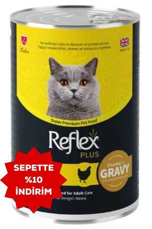 Reflex Plus Sos İçinde Et Parçacıklı Tavuklu Yetişkin Kedi Maması 395gr - Thumbnail