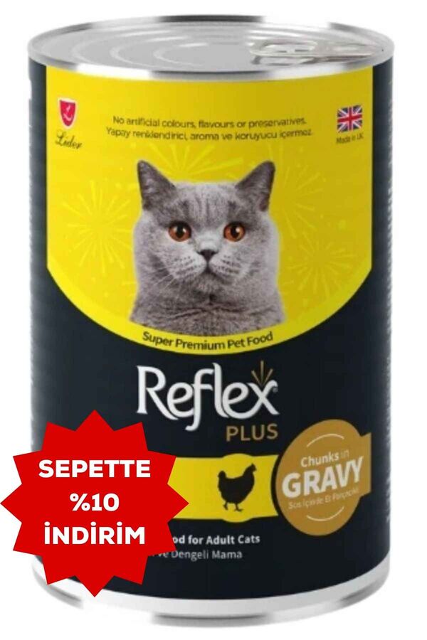 Reflex Plus Sos İçinde Et Parçacıklı Tavuklu Yetişkin Kedi Maması 395gr