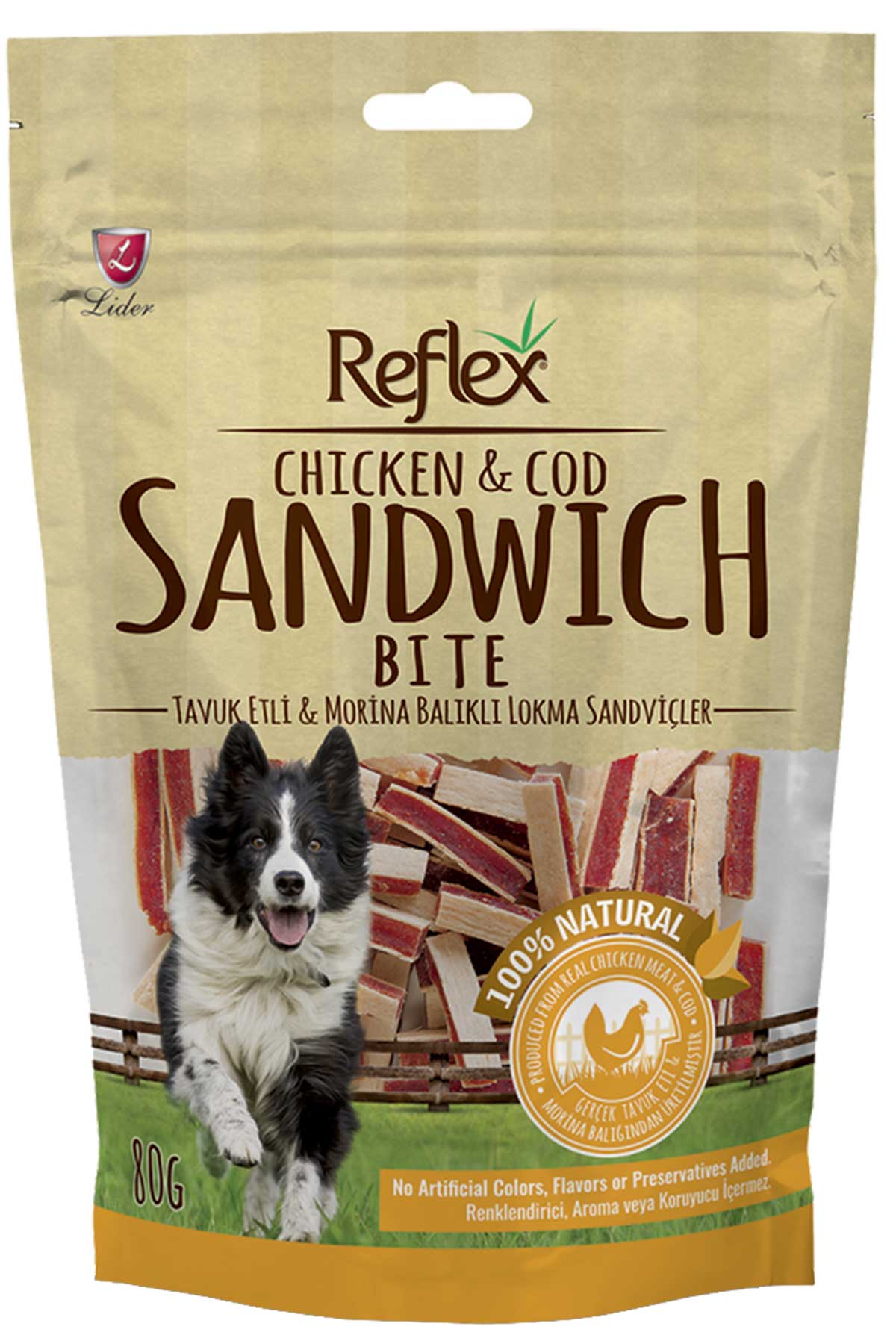 Reflex Tavuk Etli ve Morina Balıklı Lokma Sandviç Köpek Ödül Maması 80gr