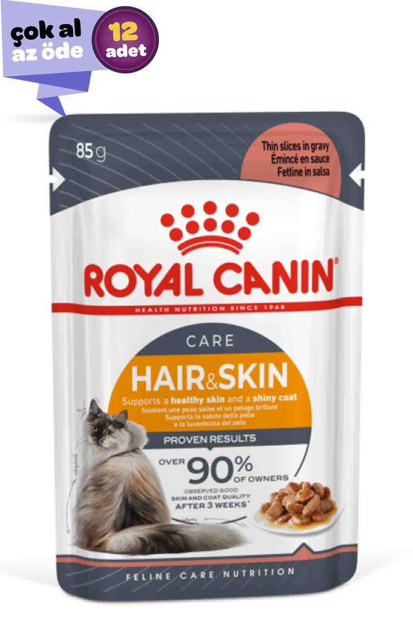 Royal Canin Hair&Skin Gravy Kedi Konservesi 12x85gr (12li)