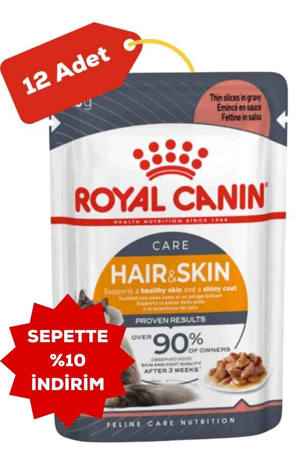 Royal Canin Hair&Skin Gravy Kedi Konservesi 12x85gr 12li