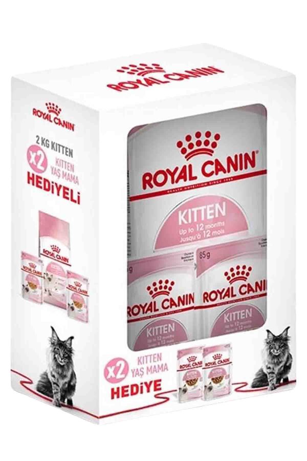 Royal Canin Kitten Yavru Kedi Maması 2kg + 2 Adet Kitten Yaş Mama 85gr HEDİYE!