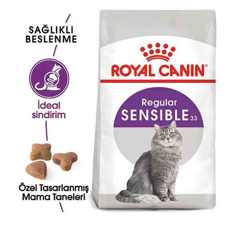 Royal Canin Sensible 33 Hassas Sindirim Sistemi olan Kediler İçin Yetişkin Kedi Maması 15kg - Thumbnail