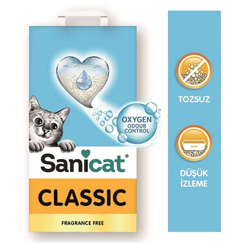 Sanicat Classic Oksijen Kontrollü Emici Özellikli Kedi Kumu 20lt