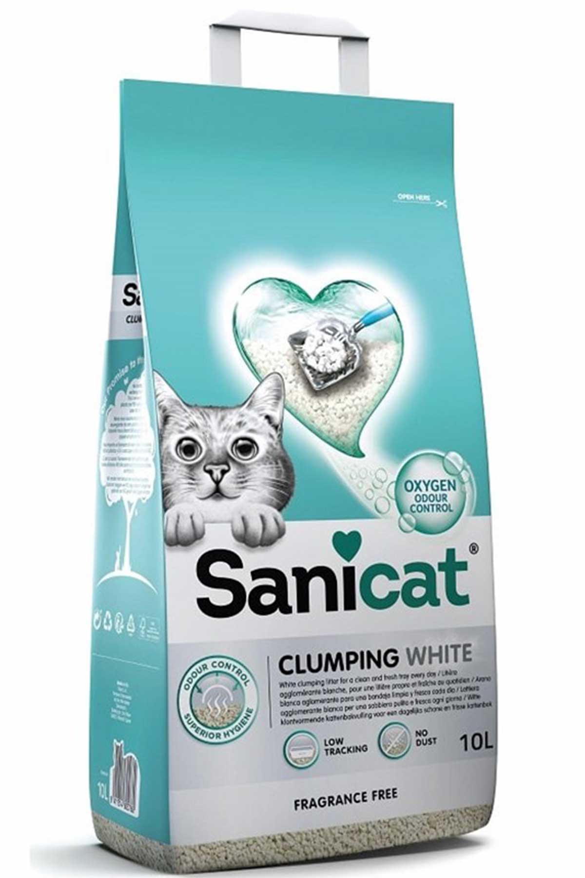 Sanicat Clumping White Kokusuz Hızlı Topaklanan Beyaz Kedi Kumu 10lt