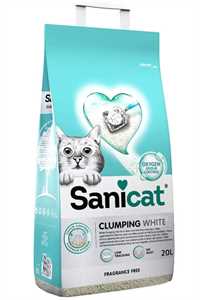 Sanicat Clumping White Oksijen Kontrollü Kokusuz Hızlı Topaklanan Kedi Kumu 20lt