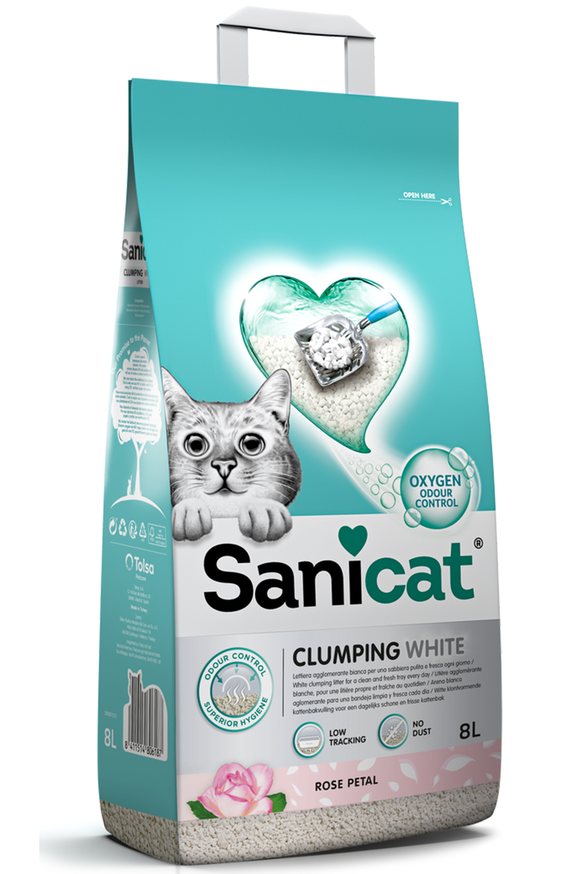 Sanicat Clumping White Gül Kokulu Kedi Kumu 8lt