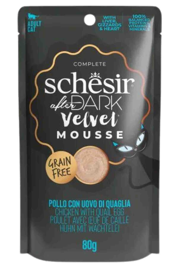 Schesir After Dark Pouch Tavuk ve Bıldırcın Yumurtalı Tahılsız Yetişkin Kedi Konservesi 80gr