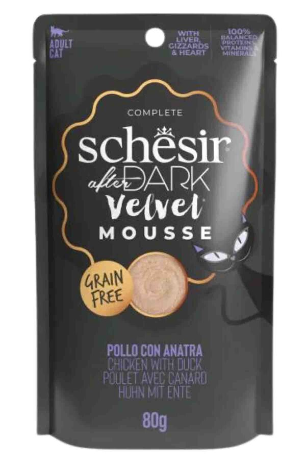 Schesir After Dark Pouch Tavuk ve Ördekli Tahılsız Yetişkin Kedi Konservesi 80gr