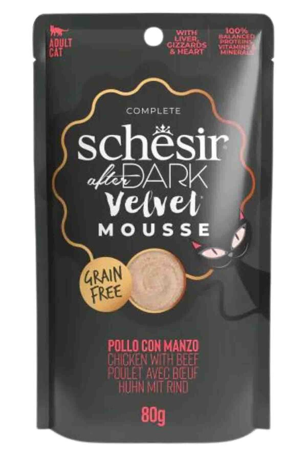 Schesir After Dark Pouch Tavuk ve Sığır Etli Tahılsız Yetişkin Kedi Konservesi 80gr