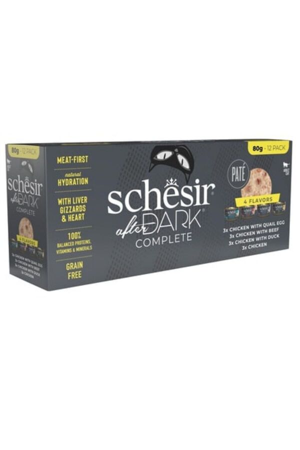 Schesir After Dark Pate Yetişkin Kedi Konservesi Çeşit Paketi 12x80gr