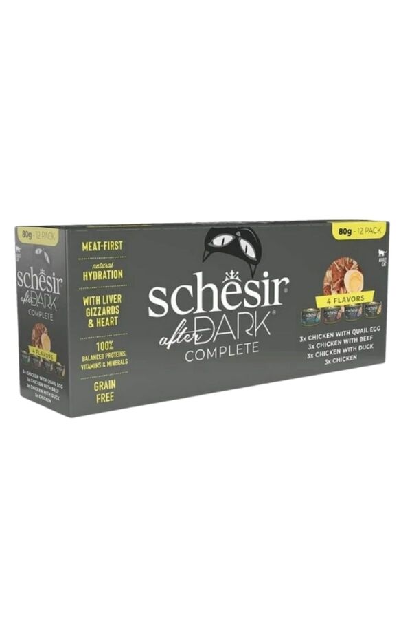 Schesir After Dark Complete Et Suyunda Yetişkin Kedi Konservesi Çeşit Paketi 12x80gr