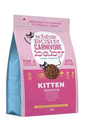 SCHESIR - Schesir Born Carnivore Baby Tavuklu ve Yumurtalı Yavru Kedi Maması 1,25kg