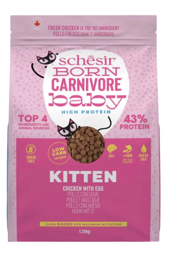 Schesir Born Carnivore Baby Tavuklu ve Yumurtalı Yavru Kedi Maması 1,25kg