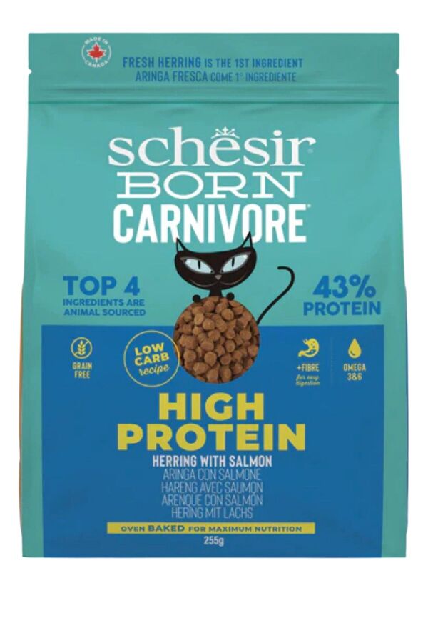 Schesir Born Carnivore Somonlu ve Ringa Balıklı Yetişkin Kedi Maması 255gr